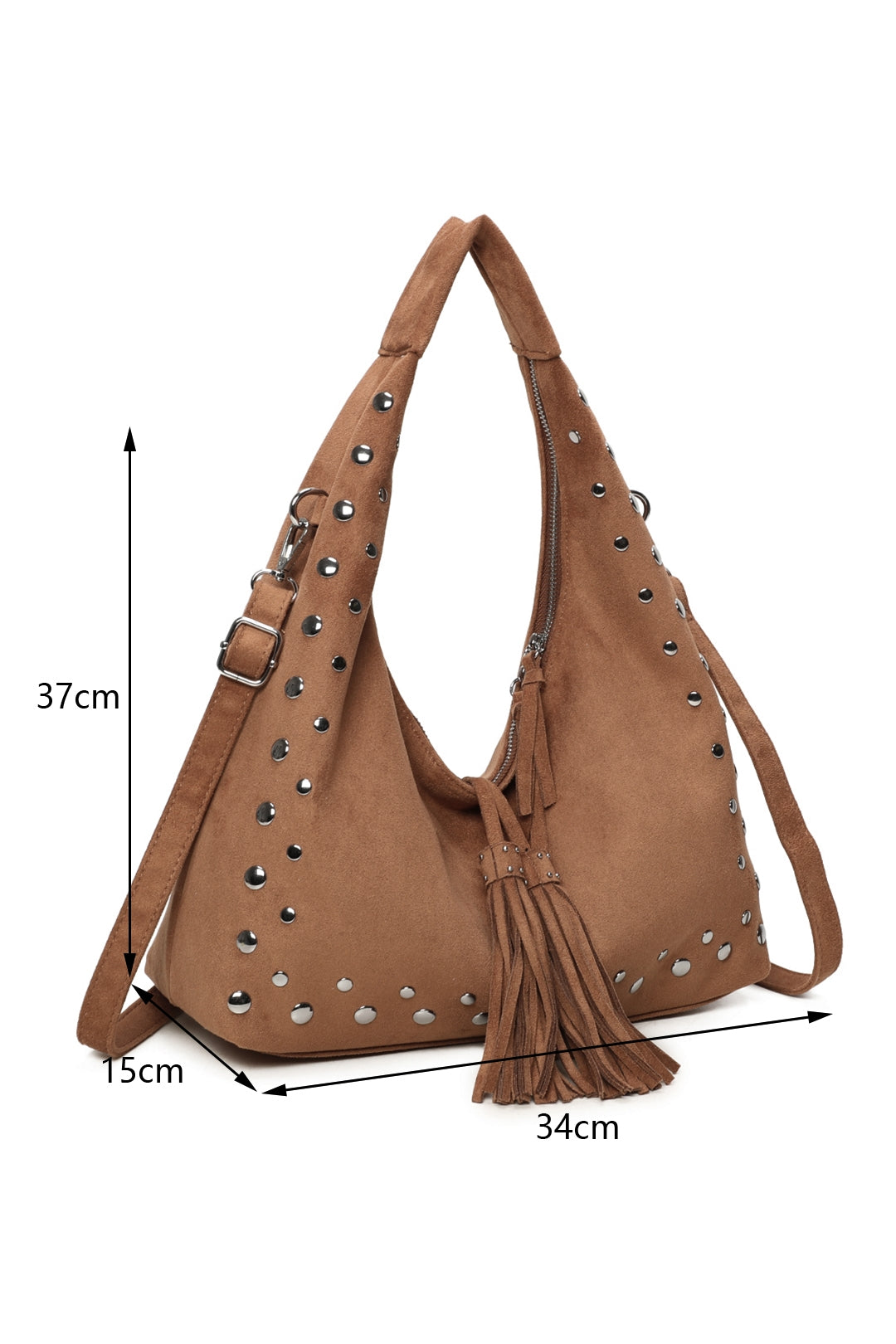 Caldera Sudede PU Leather Hobo Shoulder Tassel Bag - RY250963