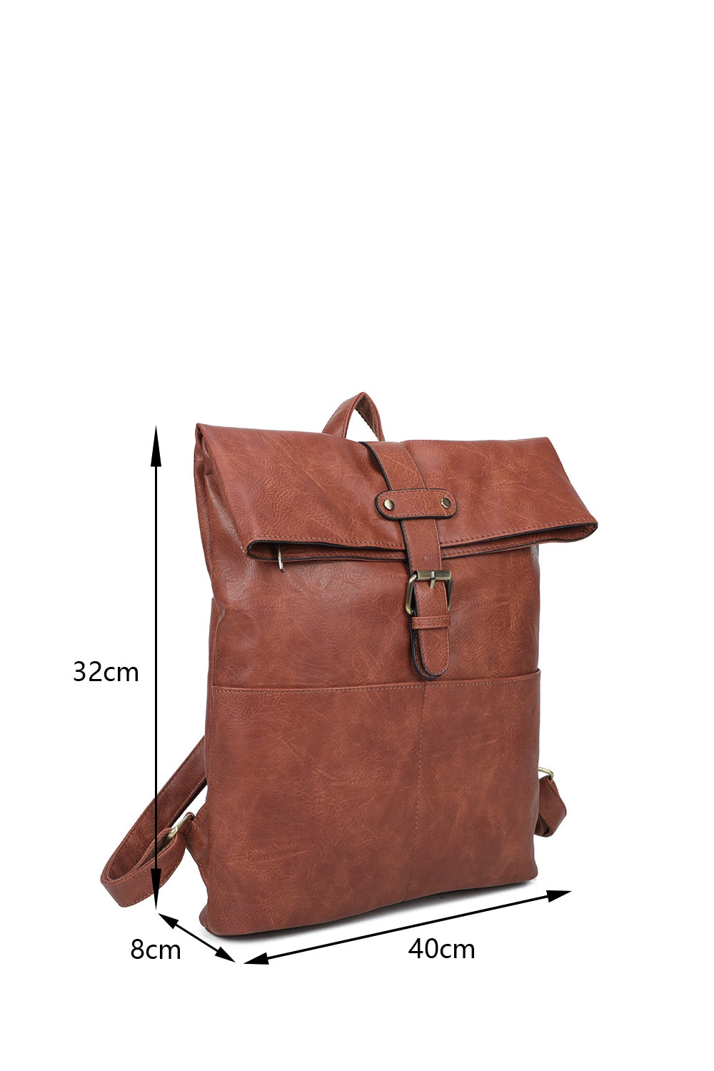 Buckle Style Unisex PU Leather Backpack - RX250581