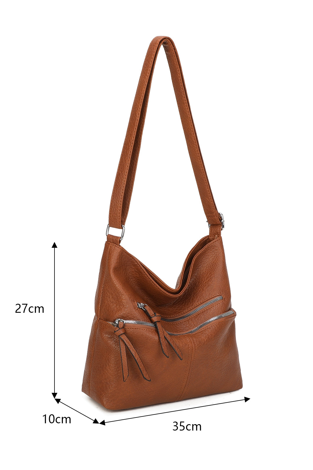 Harrison Minimalist Triple Zips PU Leather Oversized Crossbody Bag - RB220811