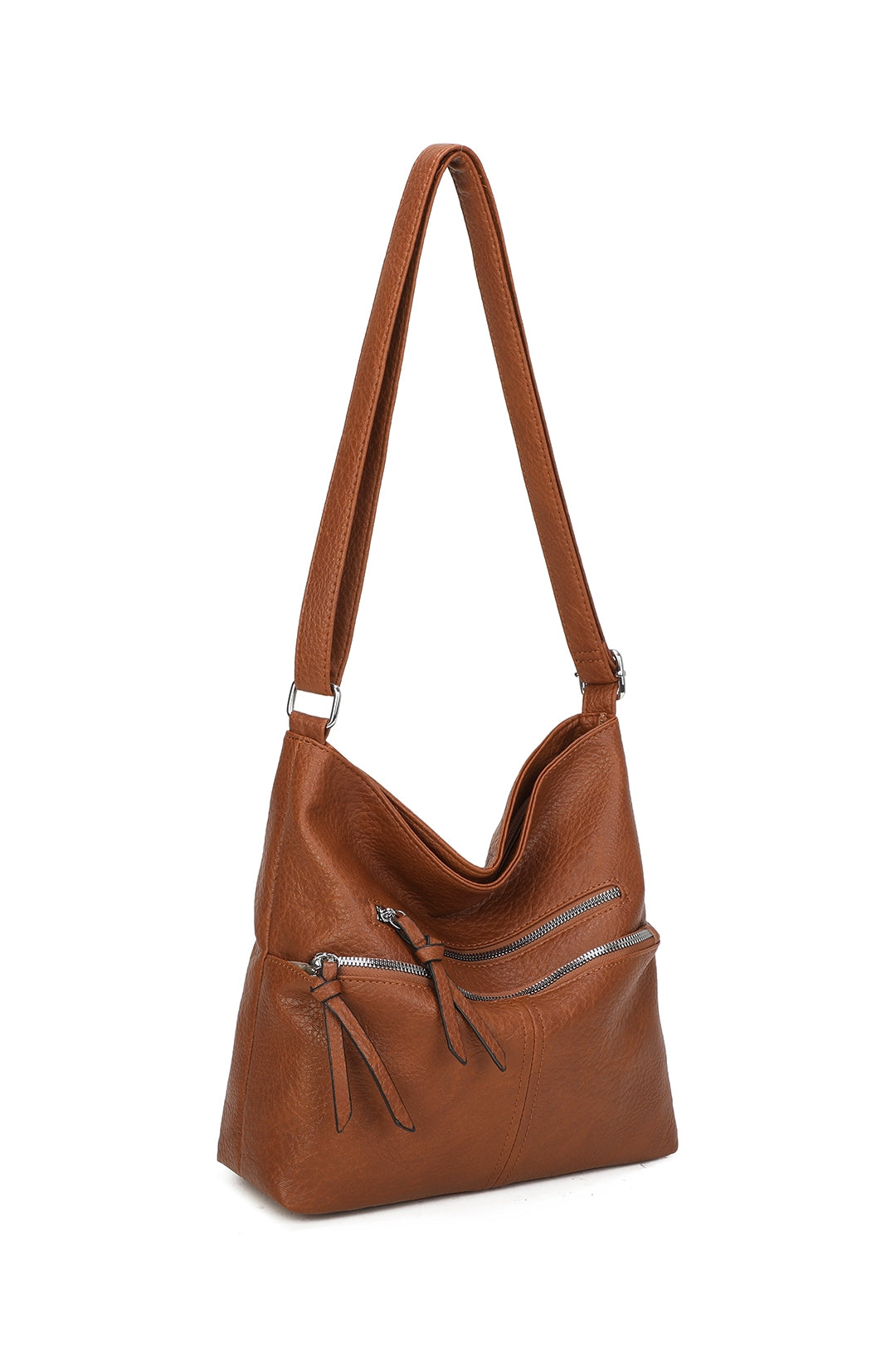 Harrison Minimalist Triple Zips PU Leather Oversized Crossbody Bag - RB220811