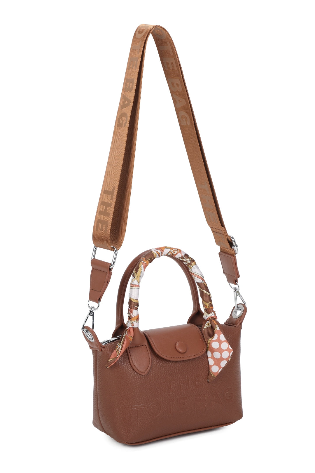 Bronte PU Leather Scarfed Mini Top Handle Tote Bag - RJ260541