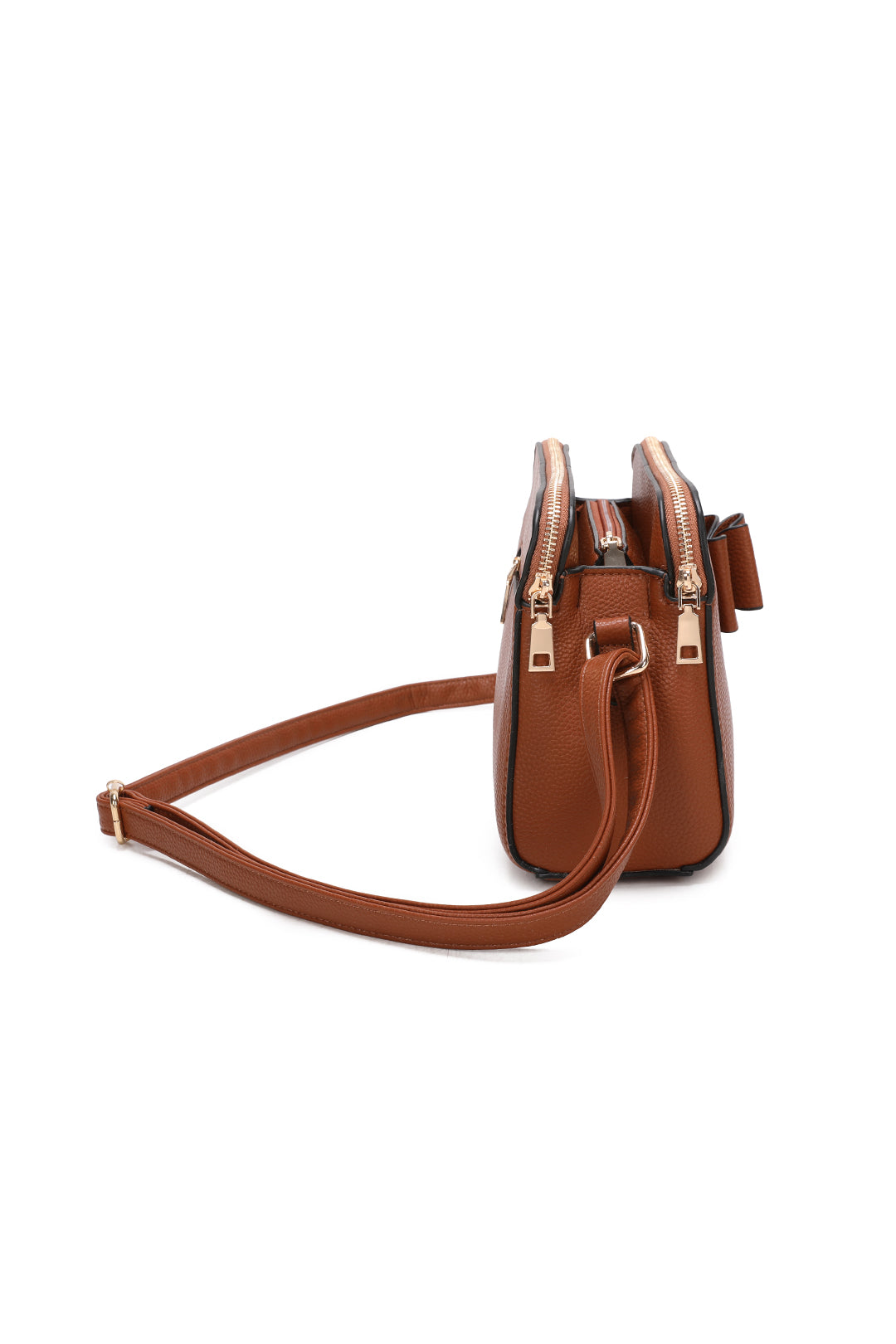 Gabby Triple Zip Tri-Compartments PU Butterfly Bow Crossbody Bag - RB230922