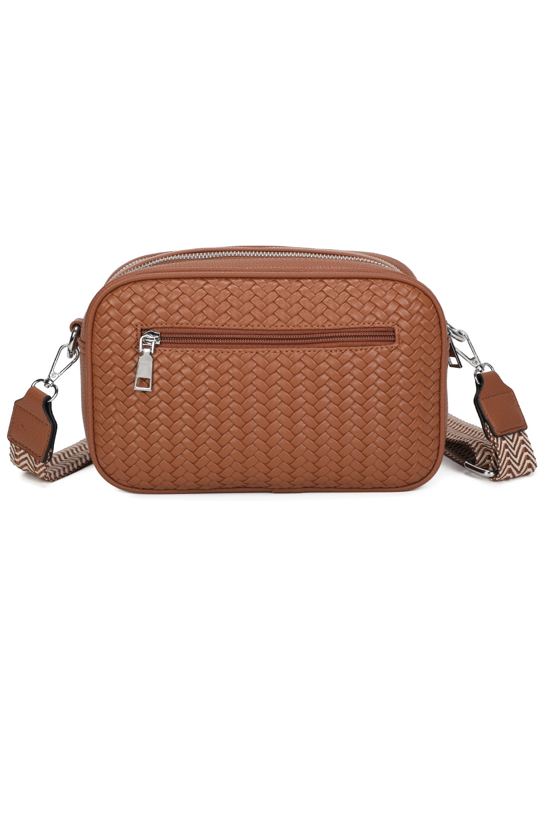 Forte Tassel Woven Pleated Zip Crossbody Bag With Canvas Strap - RB260511