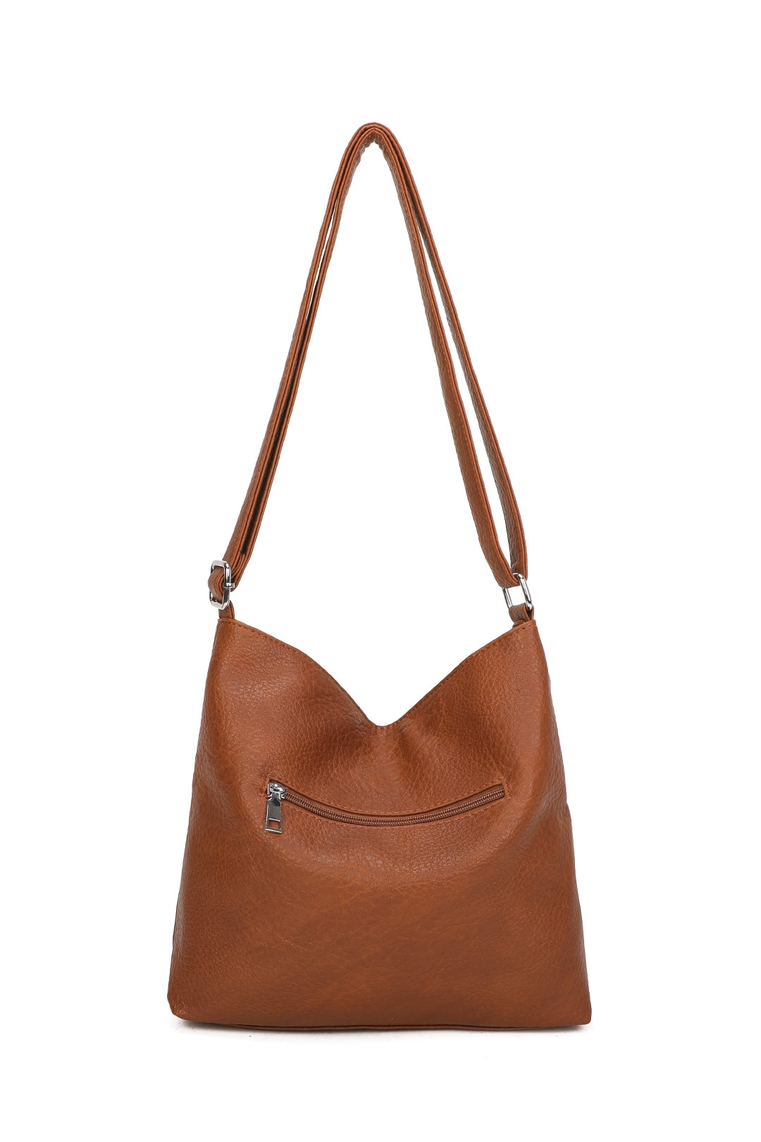 Harrison Minimalist Triple Zips PU Leather Oversized Crossbody Bag - RB220811