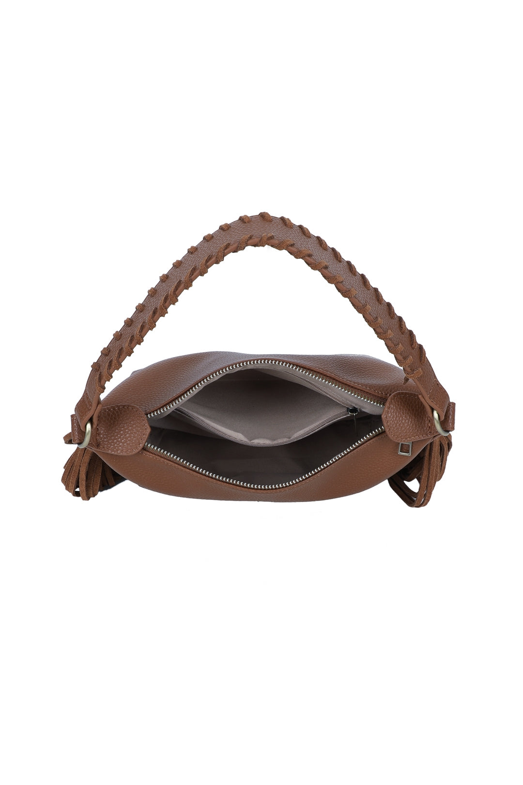 Lioren Suede PU Leather Small Crossbody Fringe Hobo Bag - RJ250975