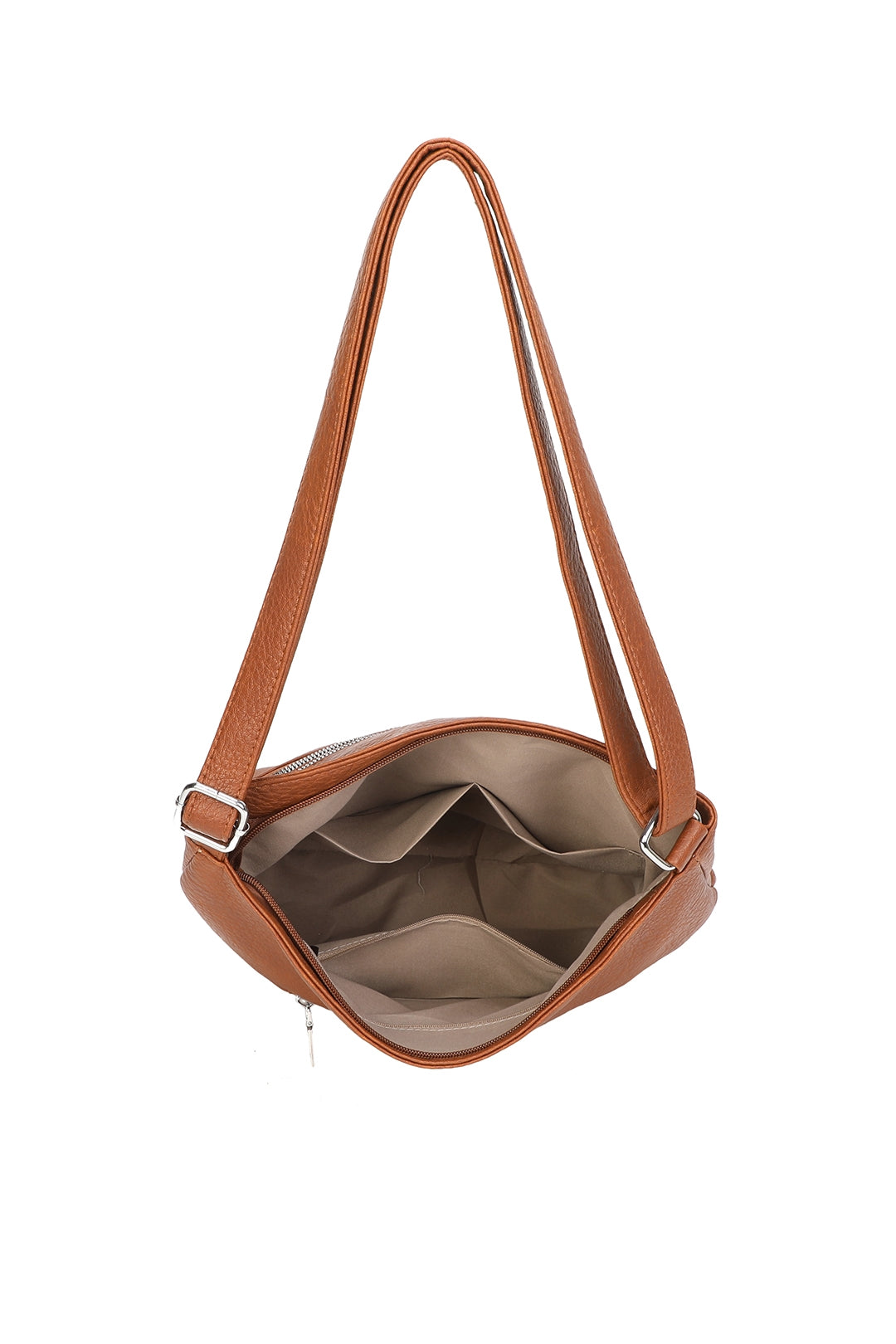 Harrison Minimalist Triple Zips PU Leather Oversized Crossbody Bag - RB220811
