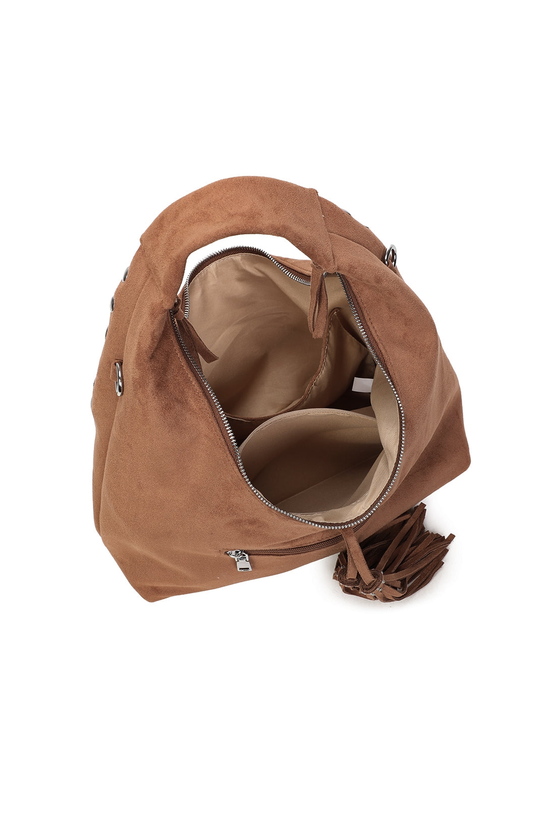 Caldera Sudede PU Leather Hobo Shoulder Tassel Bag - RY250963