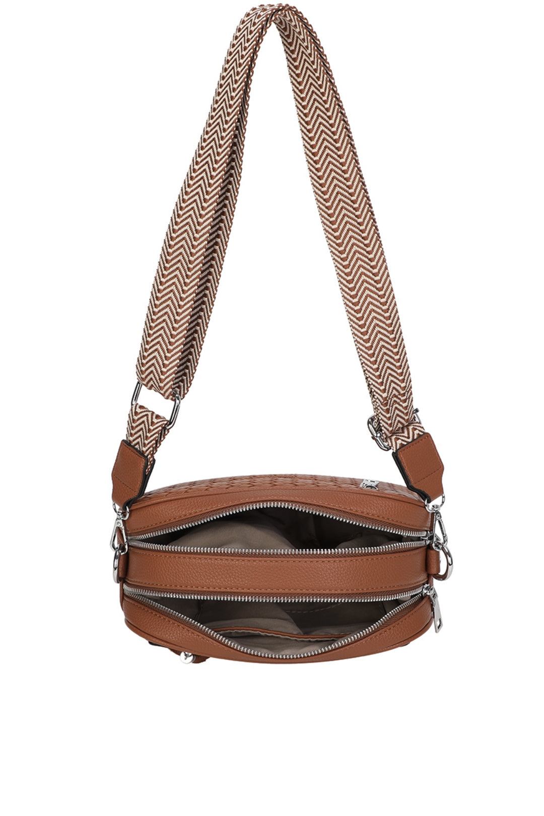 Forte Tassel Woven Pleated Zip Crossbody Bag With Canvas Strap - RB260511
