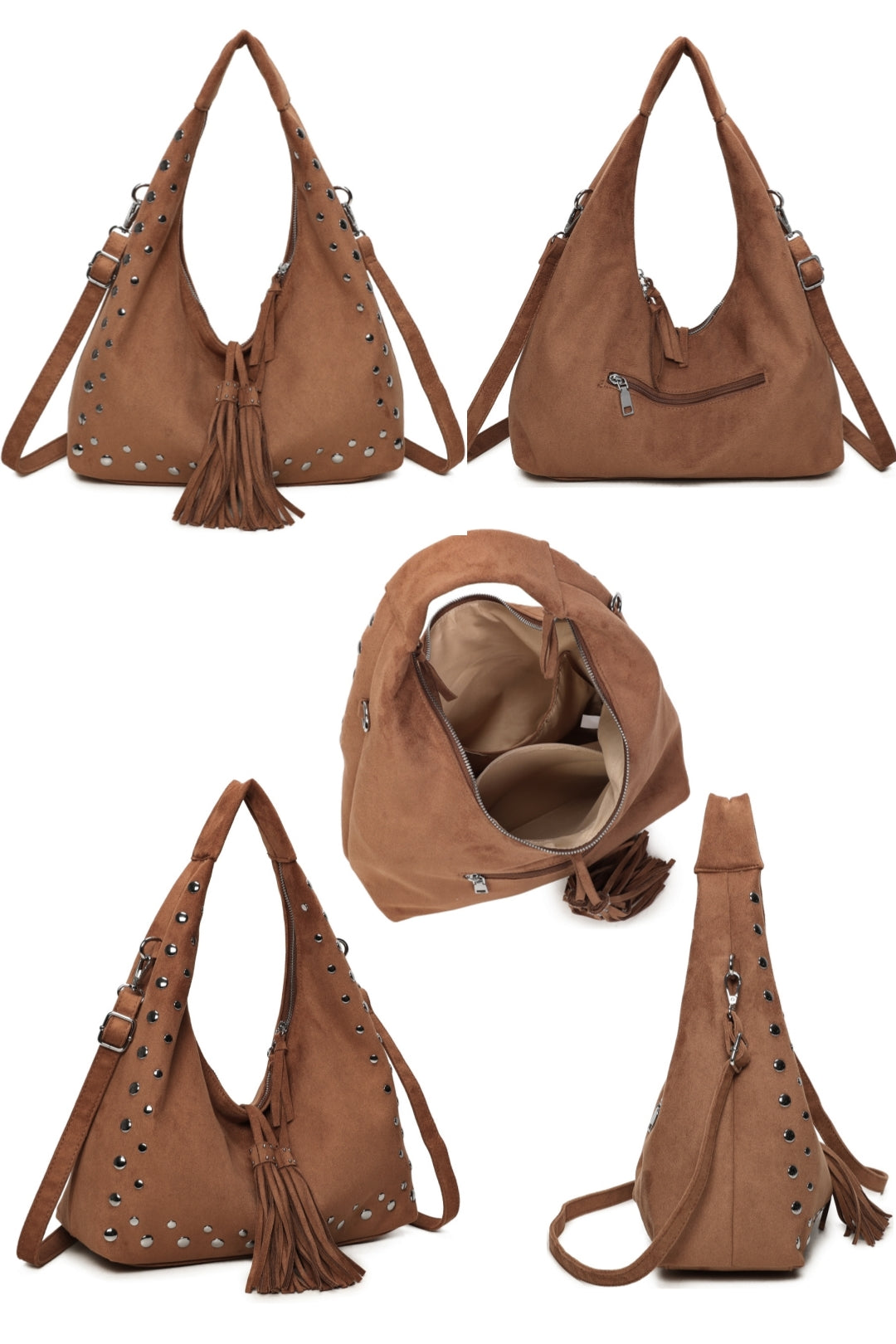 Caldera Sudede PU Leather Hobo Shoulder Tassel Bag - RY250963