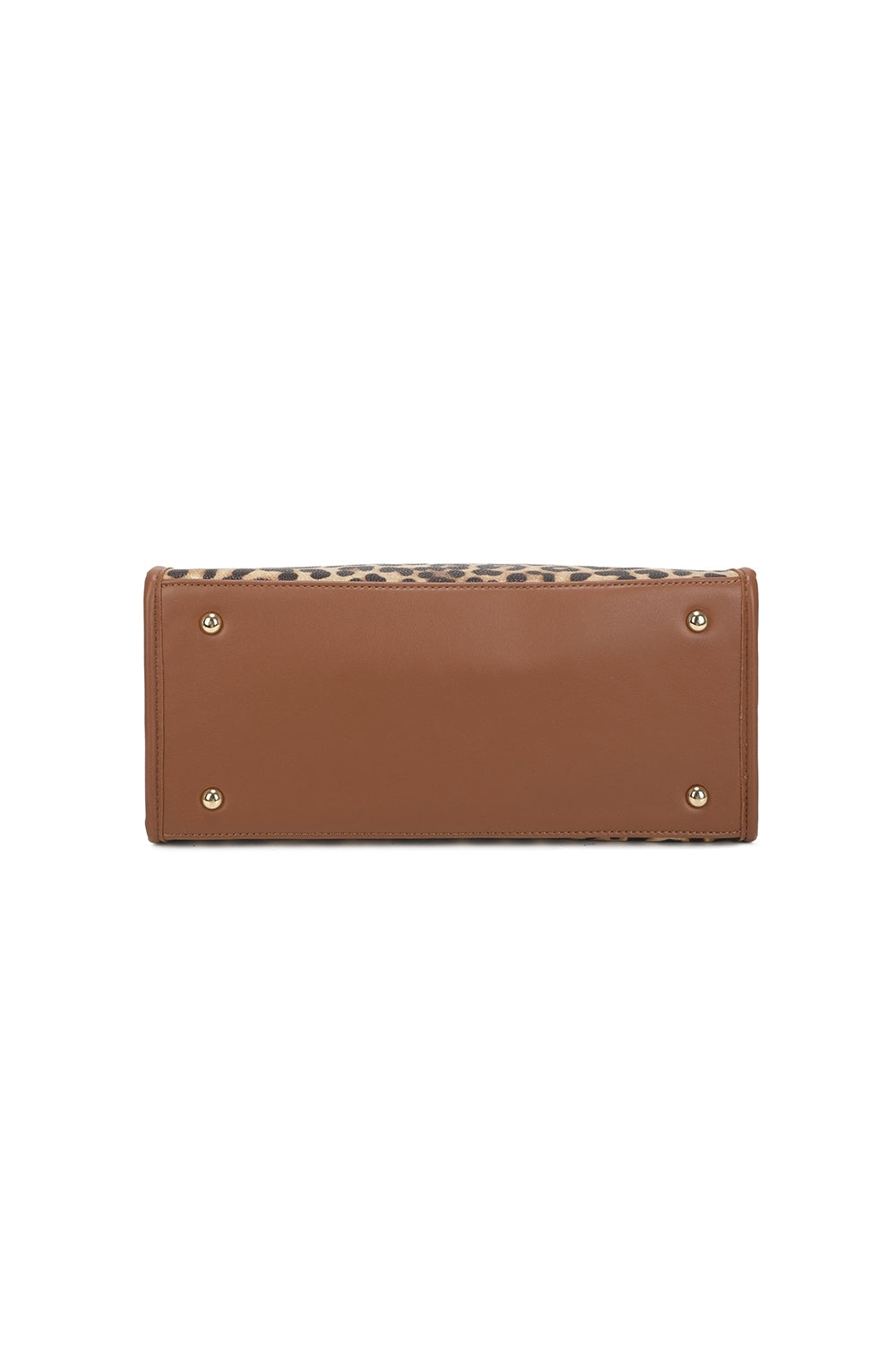 Glam PU Leather Top Handle Crossbody Bag With Leopard Stripes - RB250467