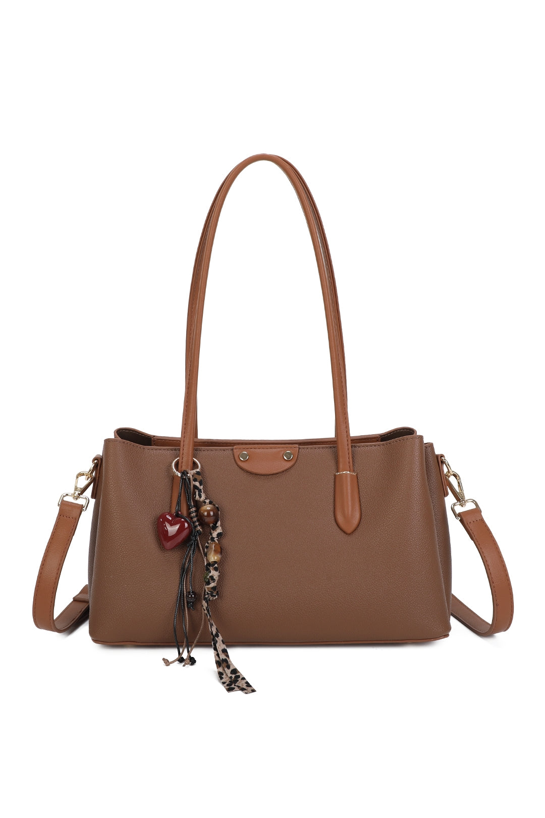 Evora PU Leather Triple Compartments Baguette-style Top Handle Bag - RY260536