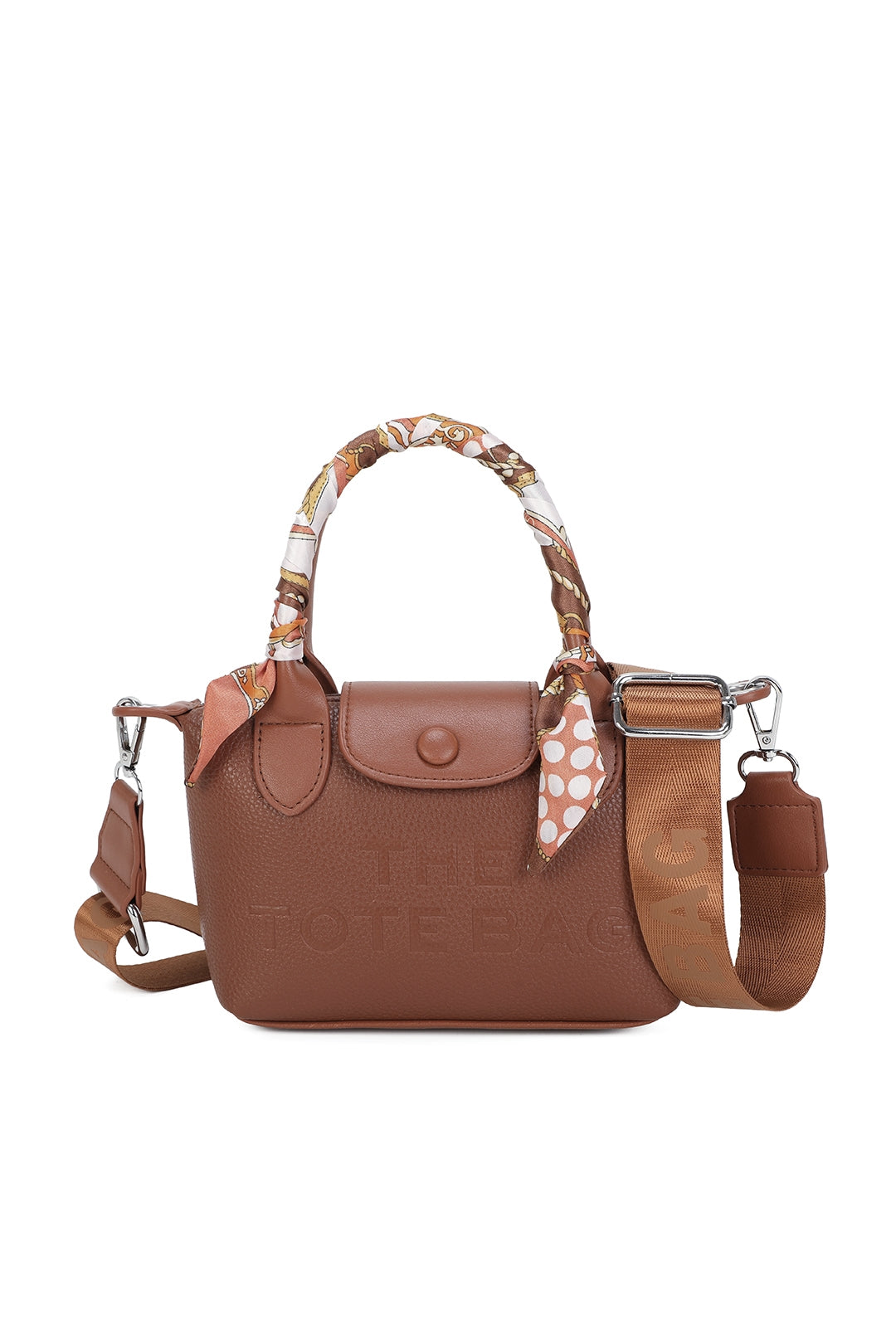 Bronte PU Leather Scarfed Mini Top Handle Tote Bag - RJ260541