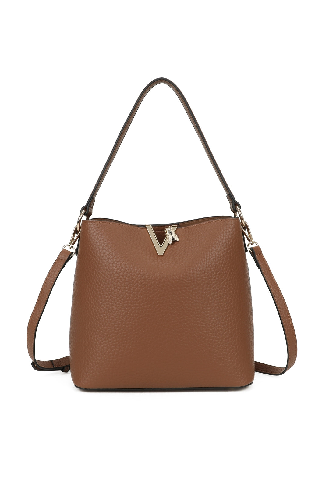 Veloura PU V-shaped Triple Compartments Top-Handle Bag- RB260513