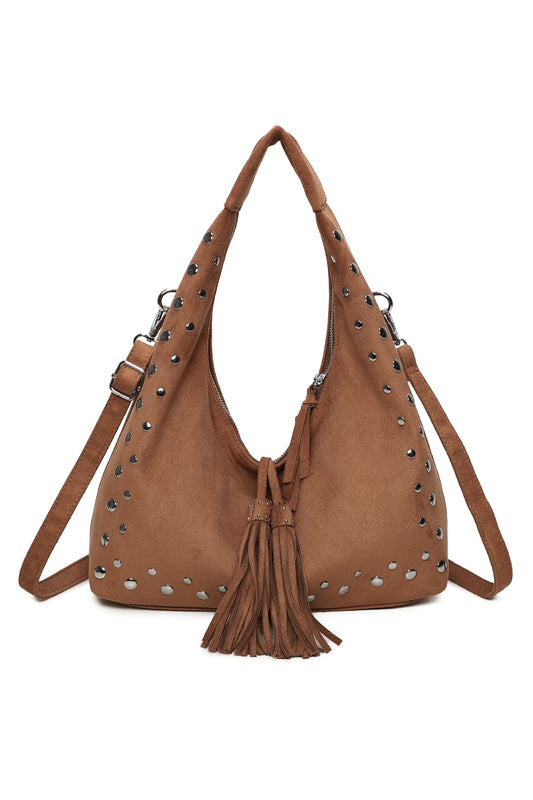 Caldera Sudede PU Leather Hobo Shoulder Tassel Bag - RY250963