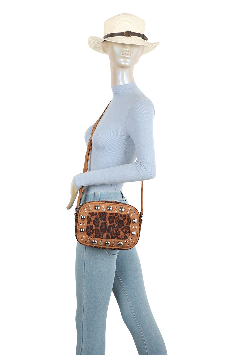 Leopard Patterned Luxe Soft Suede Leather Crossbody Bag - RJ250477
