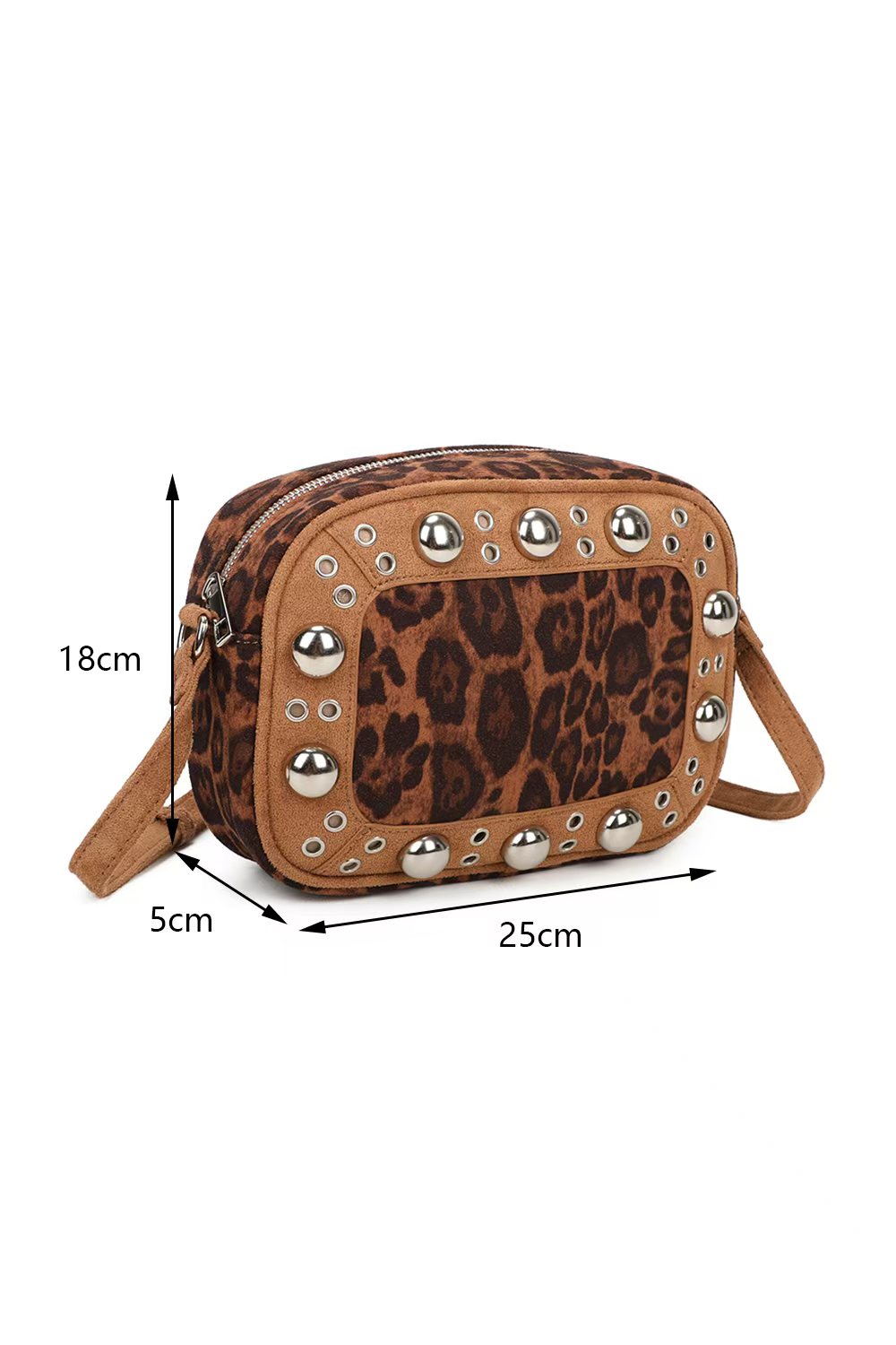 Leopard Patterned Luxe Soft Suede Leather Crossbody Bag - RJ250477