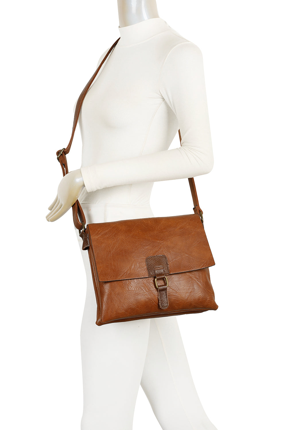 Sienna PU Leather Dual Compartment Crossbody Messenger Bag - RB241021