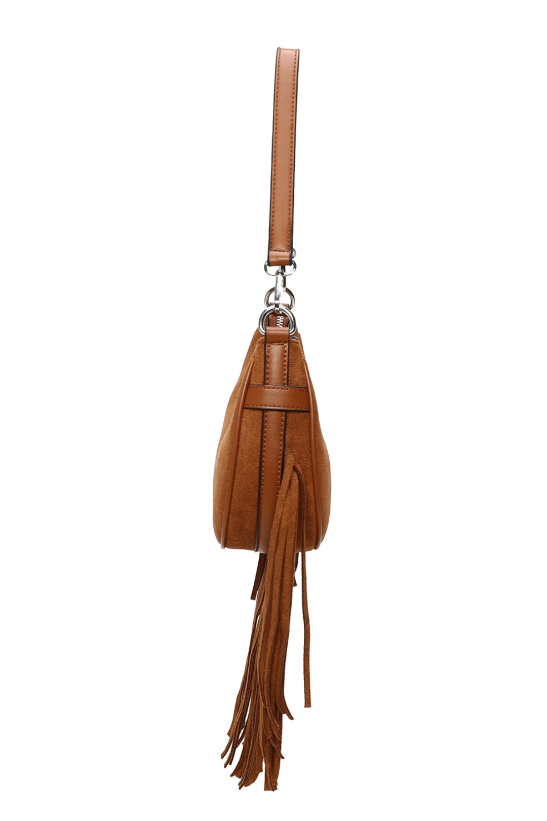 Mesa Suede Fringe Tassel Shoulder Hobo Bag With Removable strap - RX250931