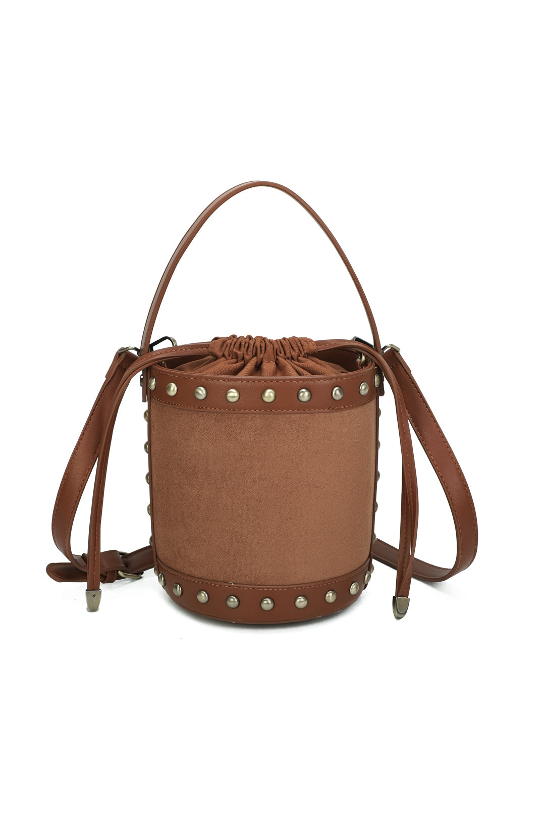 Rivet Suede Stud Detail Top Handle Bucket Bags - RY250961