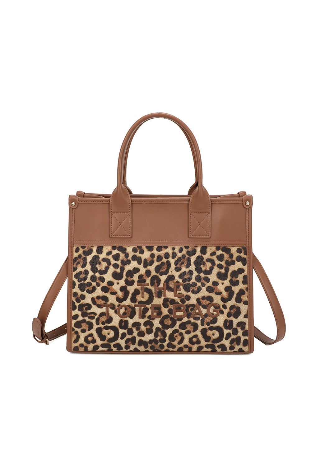 Glam PU Leather Top Handle Crossbody Bag With Leopard Stripes - RB250467