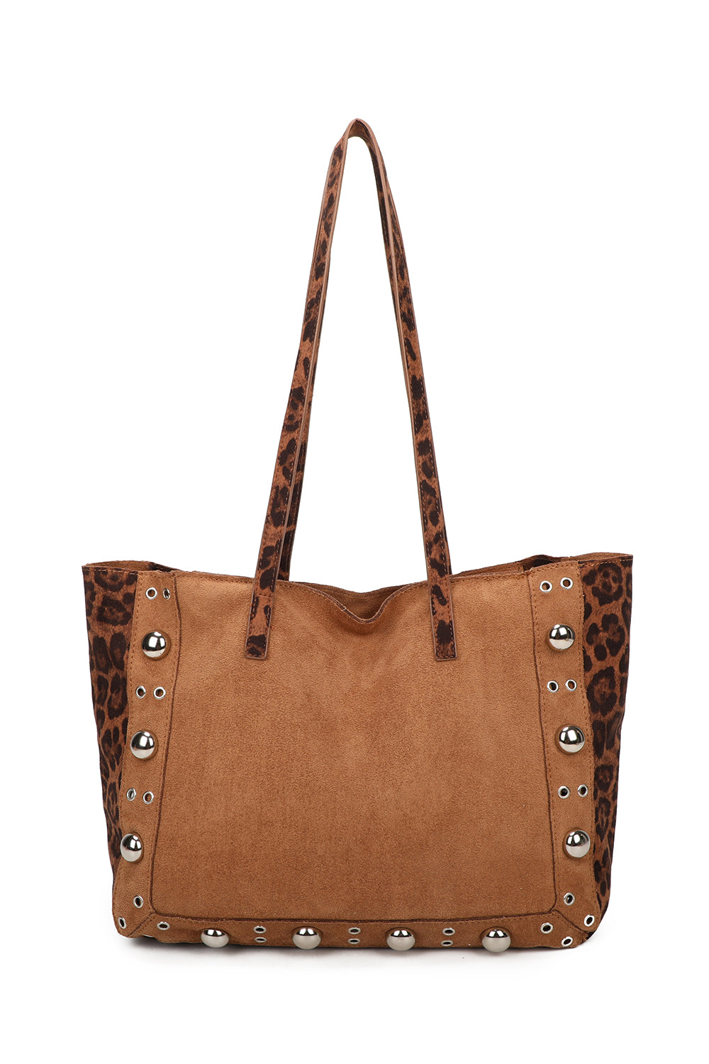 Leopard Patterned Luxe Soft Suede PU Leather Tote Bag Including A Crossbody Bag - RJ250478