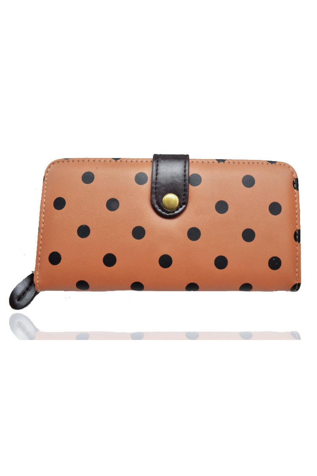 Polka Dot PU Leather Purse With Metal Button - K2 - PUS