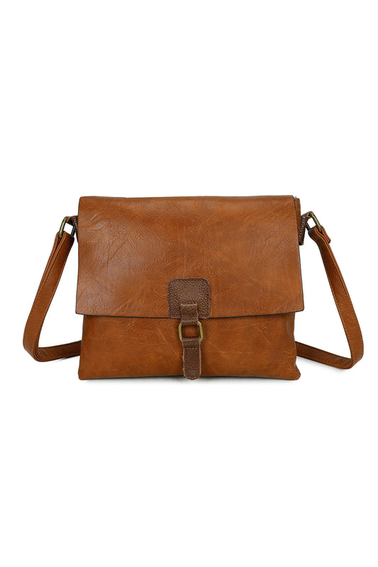 Sienna PU Leather Dual Compartment Crossbody Messenger Bag - RB241021
