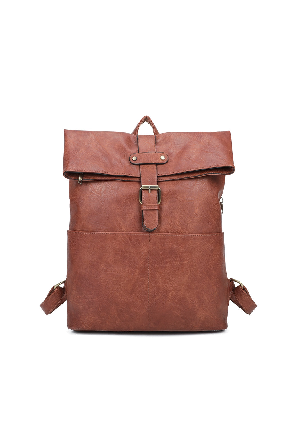 Buckle Style Unisex PU Leather Backpack - RX250581