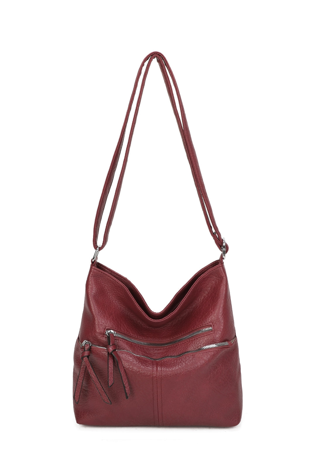 Harrison Minimalist Triple Zips PU Leather Oversized Crossbody Bag - RB220811