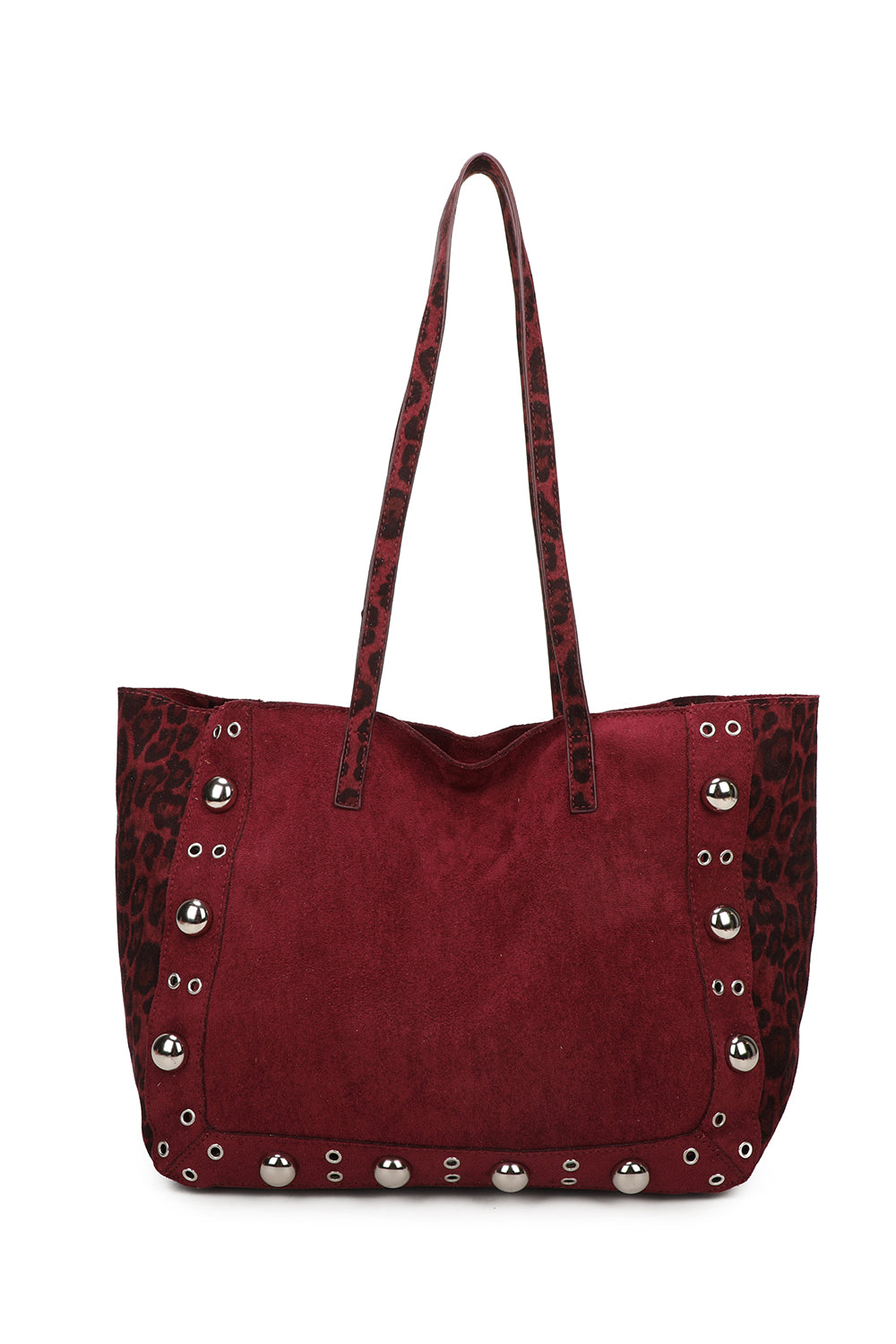 Leopard Patterned Luxe Soft Suede PU Leather Tote Bag Including A Crossbody Bag - RJ250478