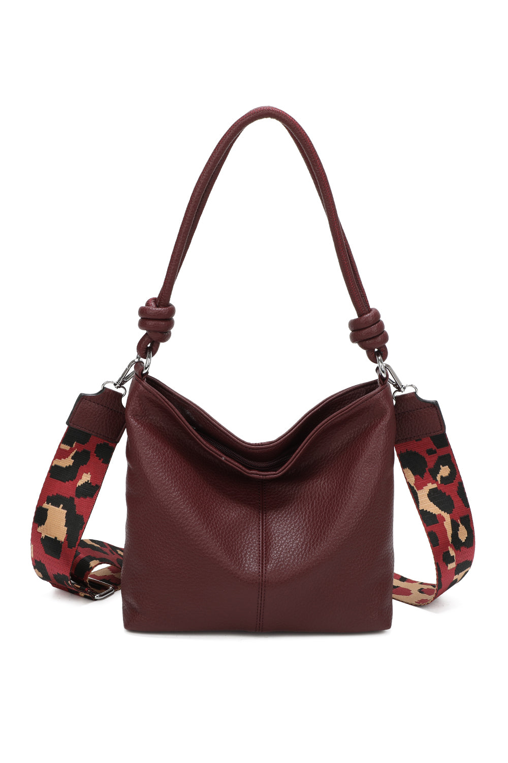 Velora PU Leather Shoulder Hobo Bag with Braided and Canvas Strap - RB241032
