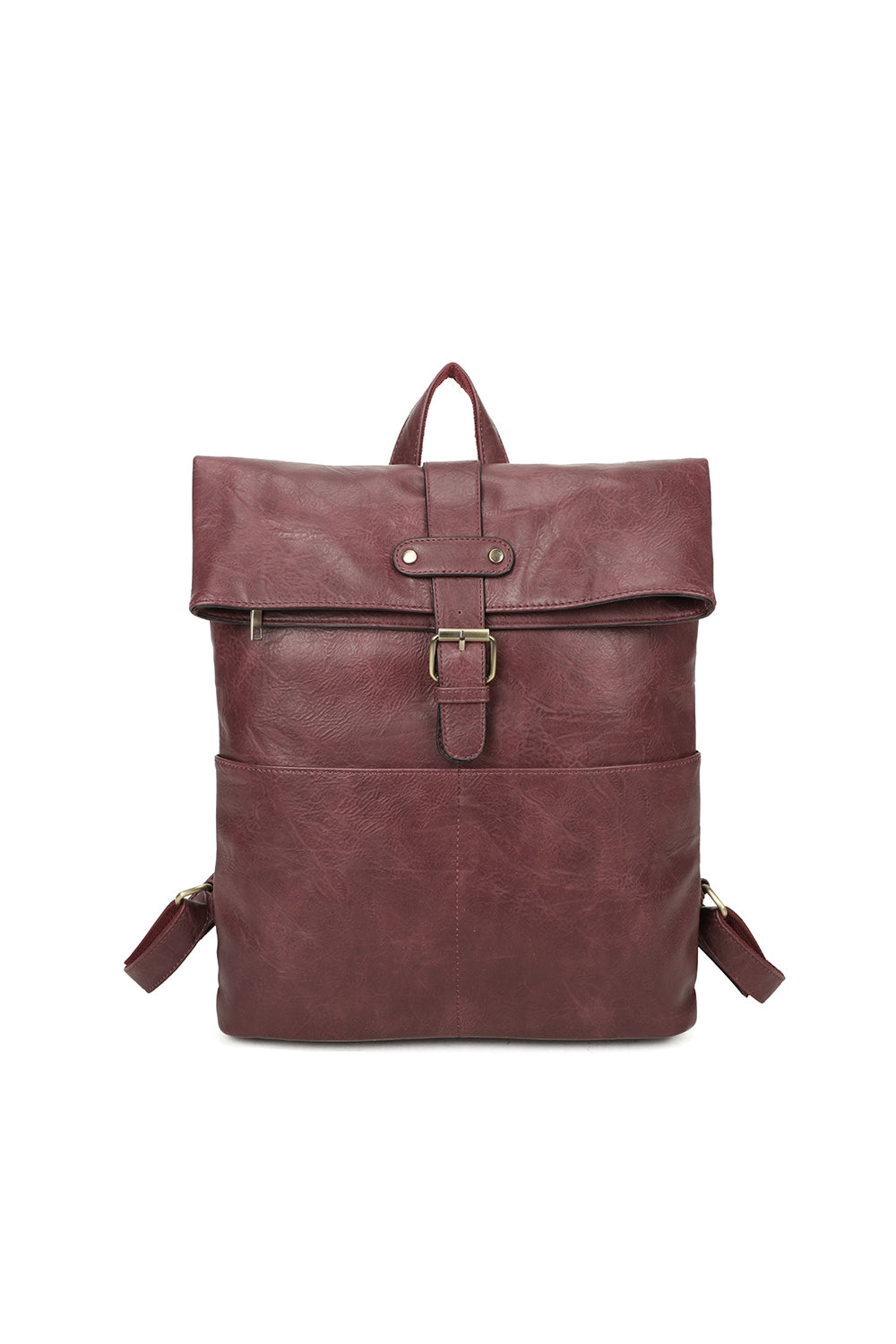 Buckle Style Unisex PU Leather Backpack - RX250581