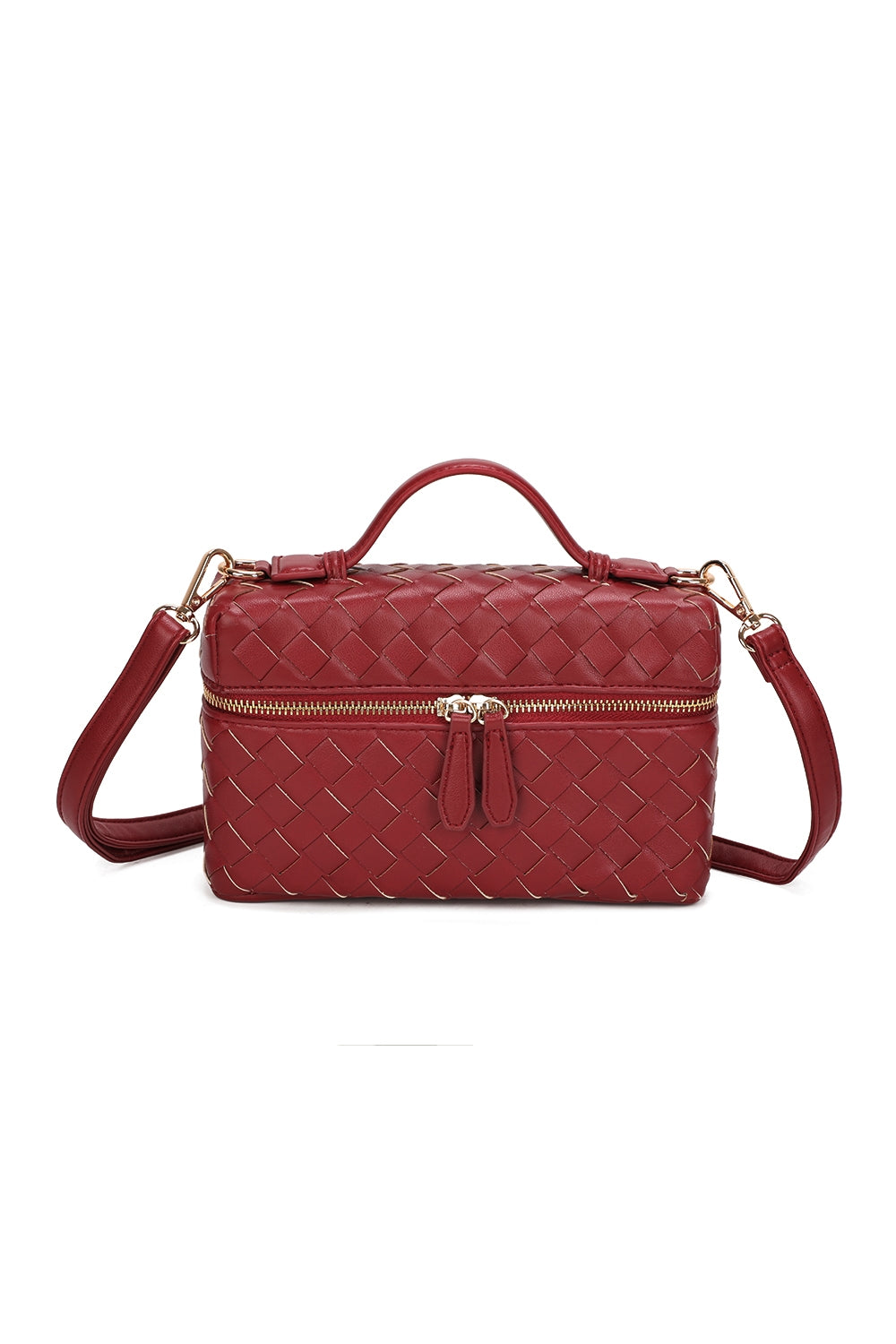 Artisan Woven PU Leather Top-Handle Crossbody Bag - RX25401