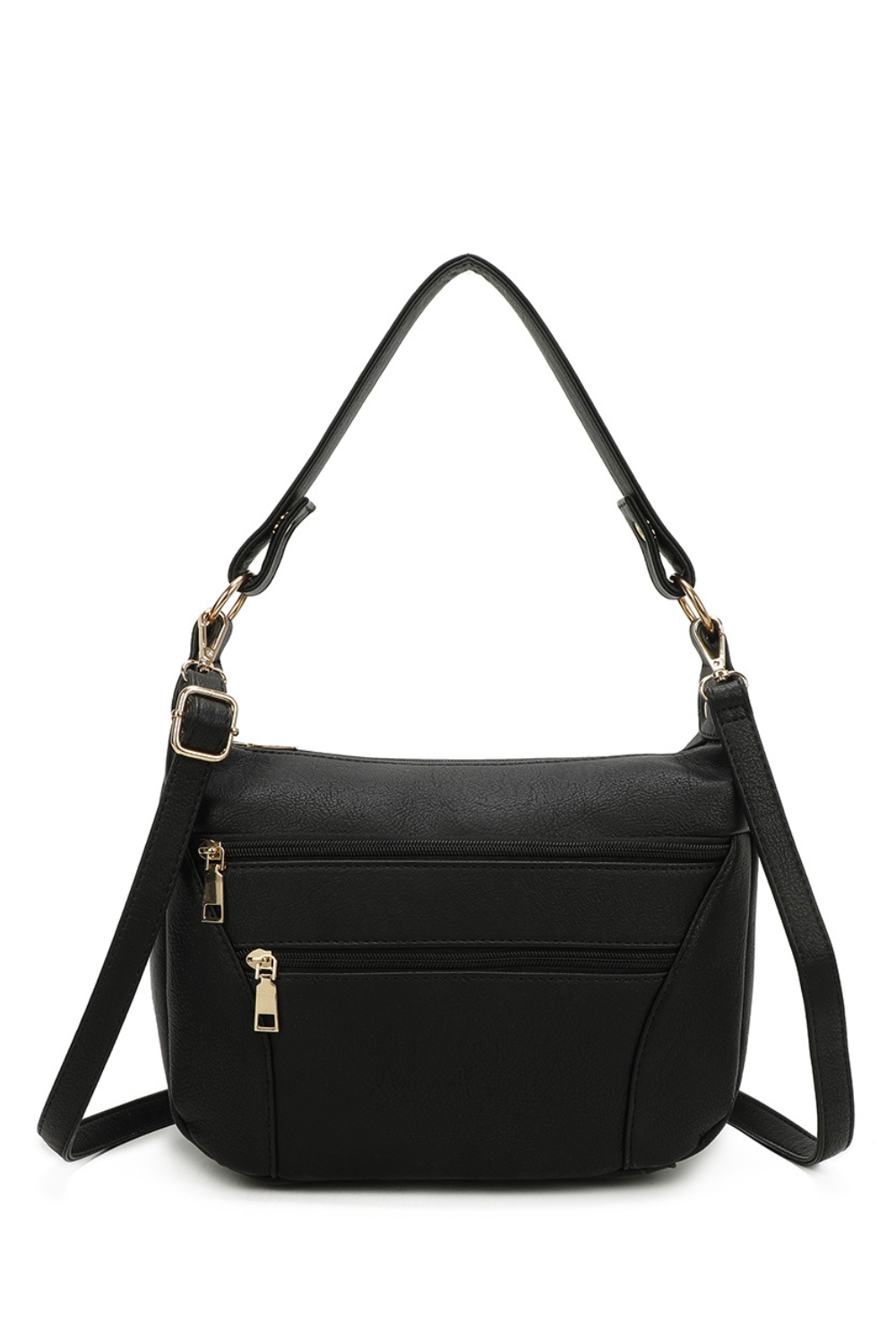 Sims Quadruple Zipped PU Leather Crossbody Shoulder Bag