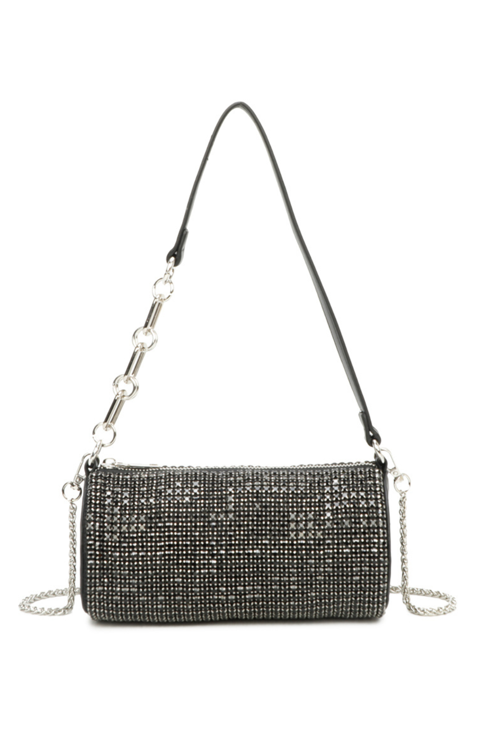 Marteau Diamond Embellished Cyclinder Shaped Evening Chain Strap Shoulder Bag