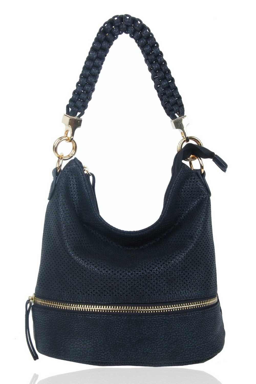 Trous PU Leather Shoulder Bag with Braided Handle