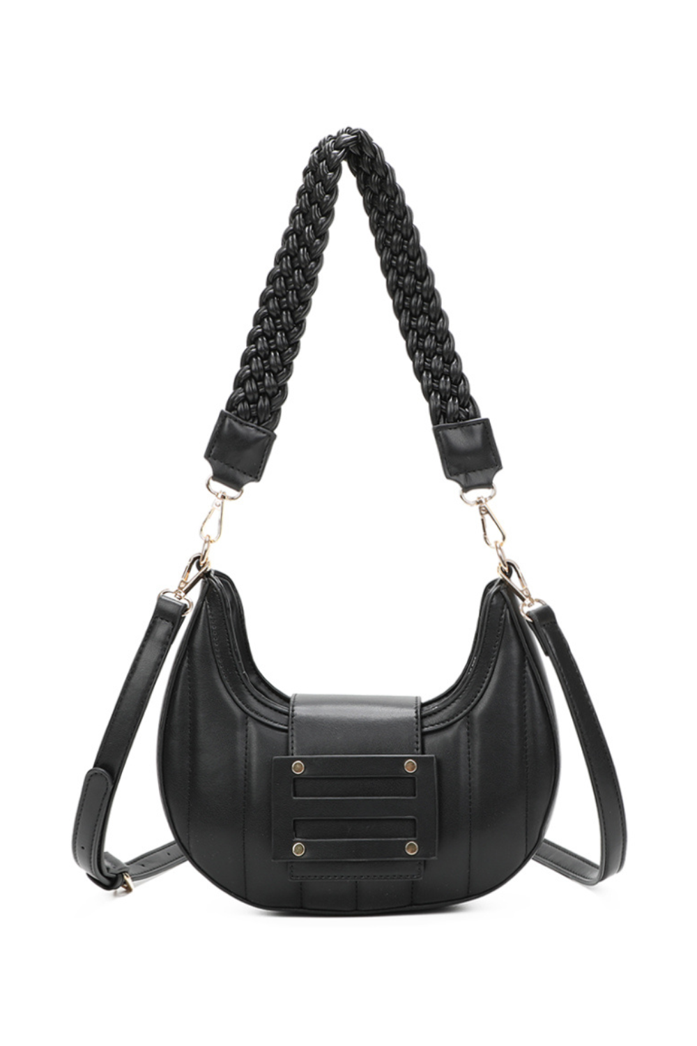 Lua Crescent Shaped PU Leather Shoulder Bag with Knotted Strap