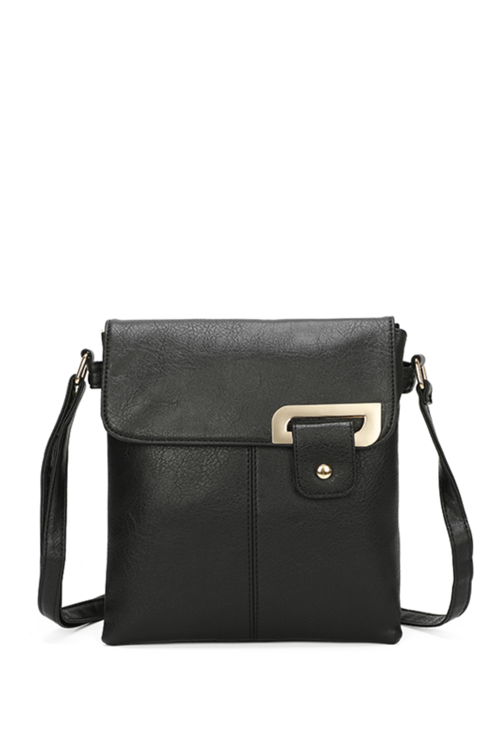 Clasico Gold Accent Buckle Crossbody Messenger Bag