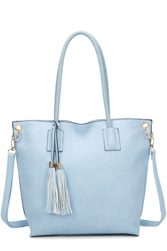 Reid Dual Tassel PU Leather Shoulder Tote Bag