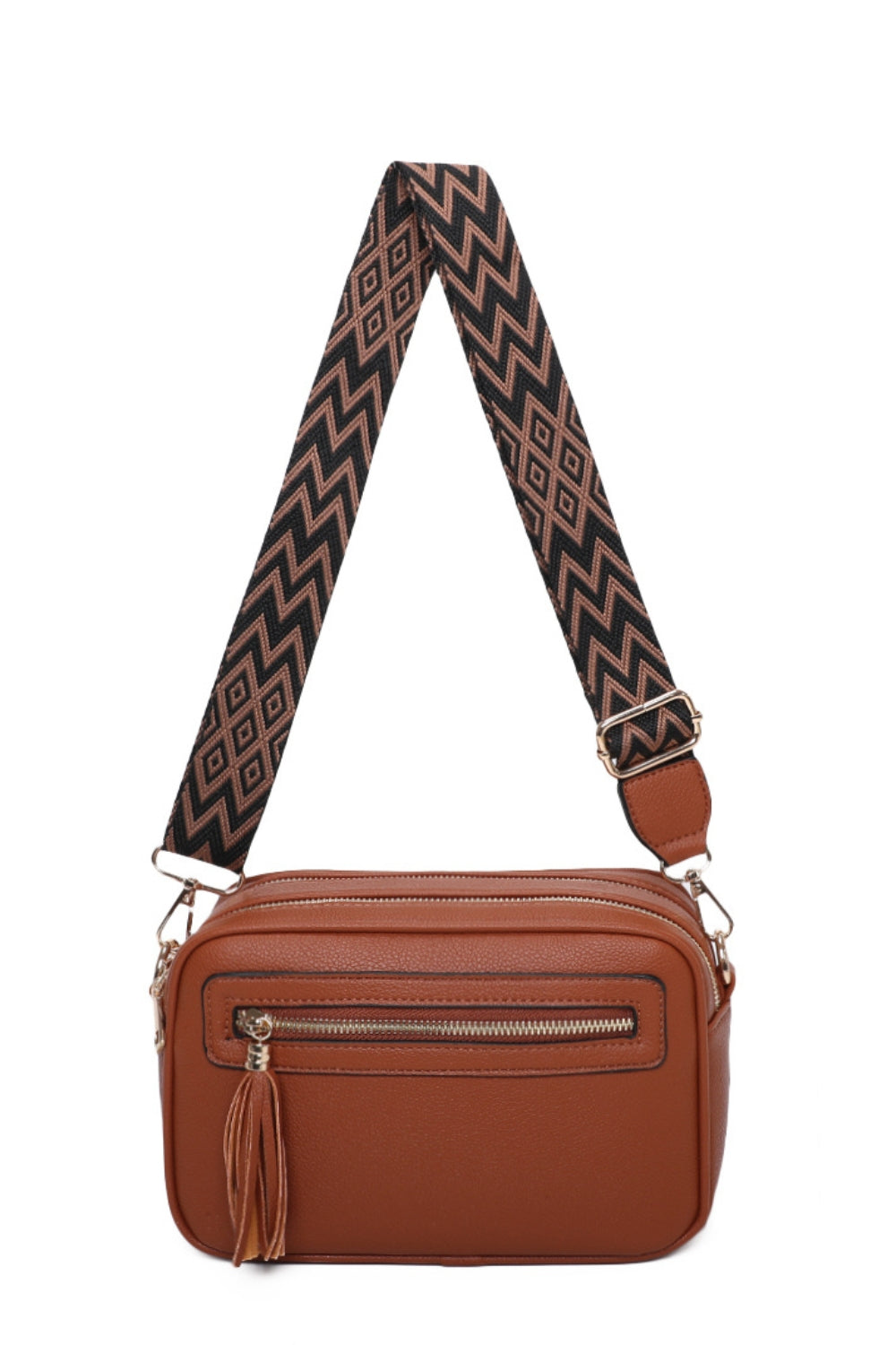 Tassol Zip Crossbody Bag with Canvas Strap