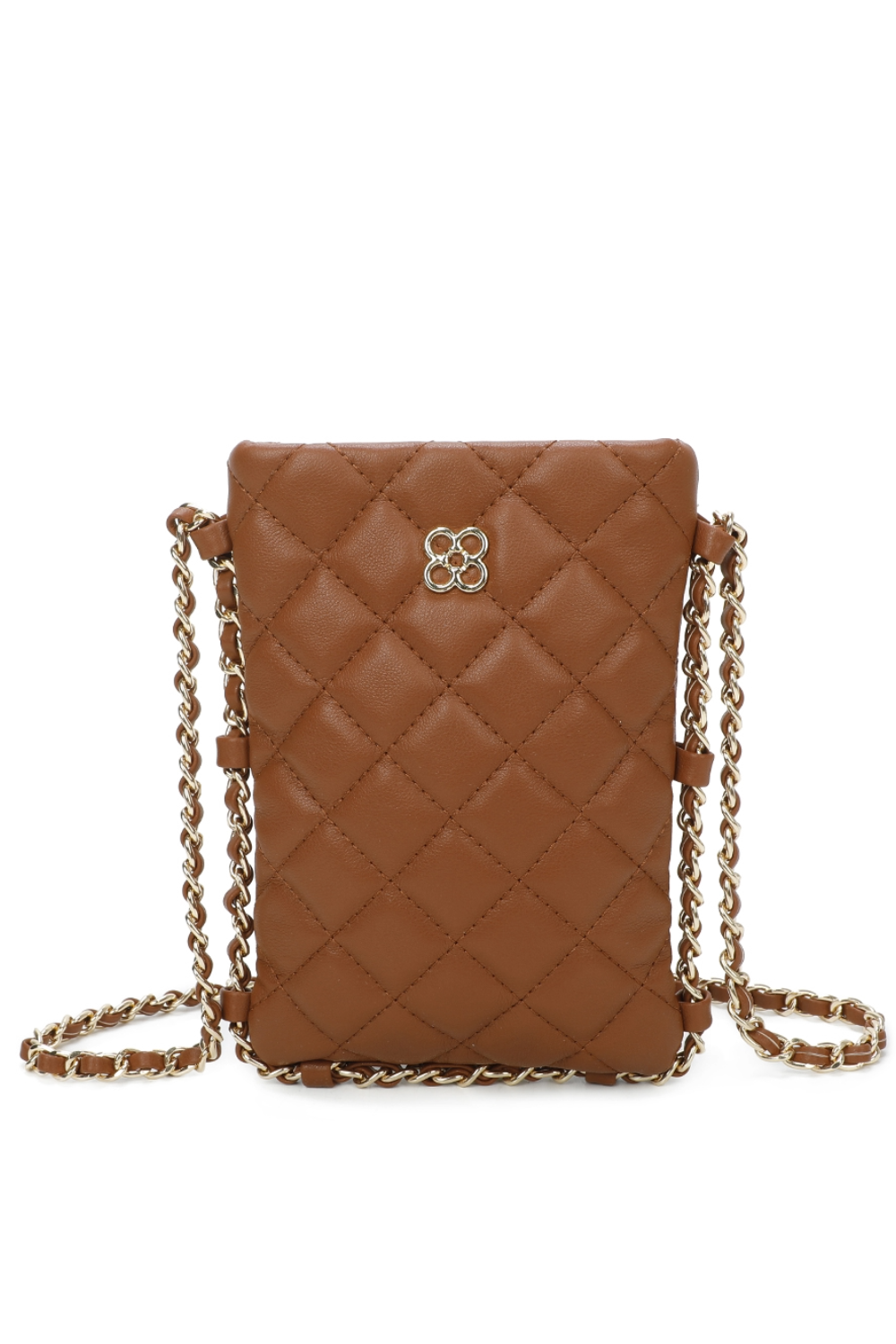 Clover Quilted Diamond Patterned Mini PU Leather Vertical Crossbody Bag