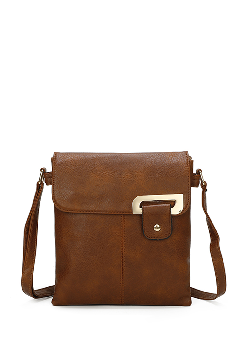 Clasico Gold Accent Buckle Crossbody Messenger Bag