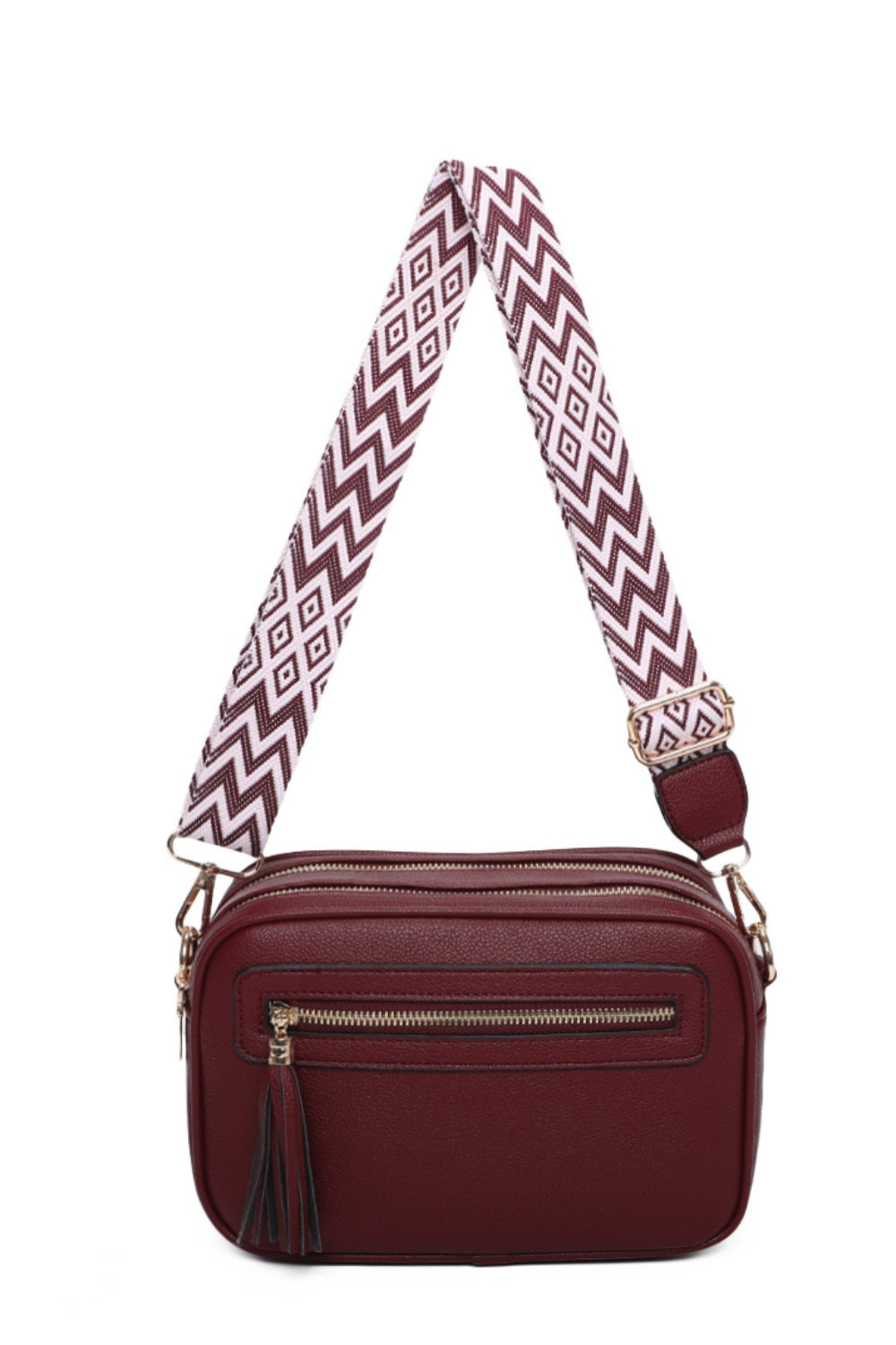 Tassol Zip Crossbody Bag with Canvas Strap