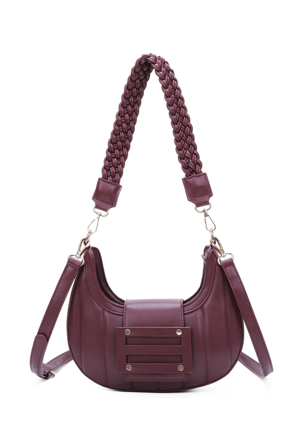 Lua Crescent Shaped PU Leather Shoulder Bag with Knotted Strap