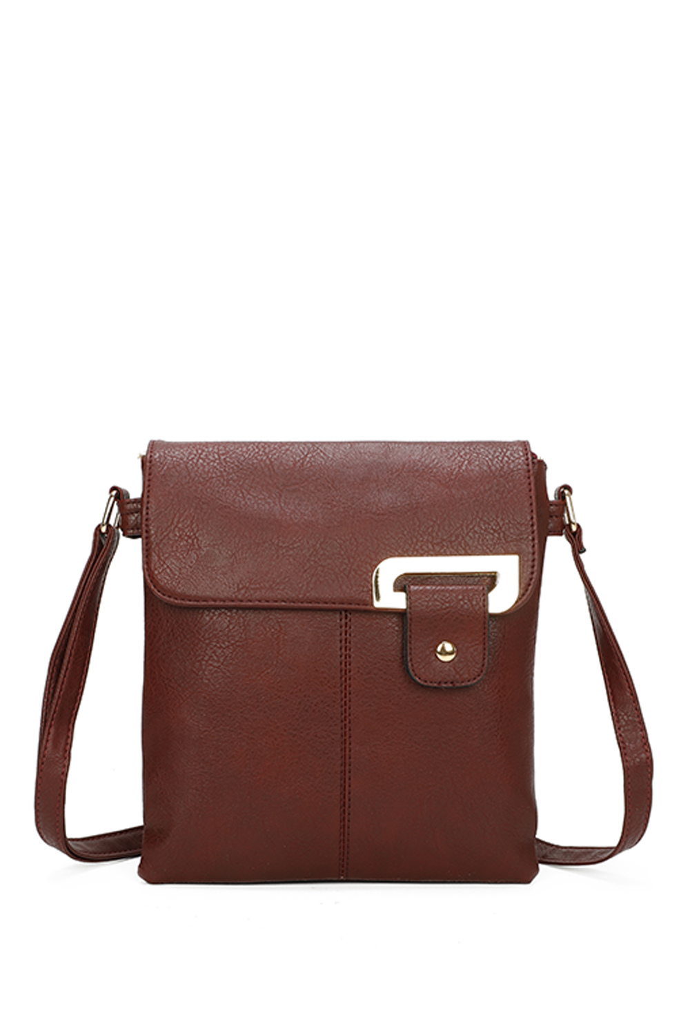 Clasico Gold Accent Buckle Crossbody Messenger Bag