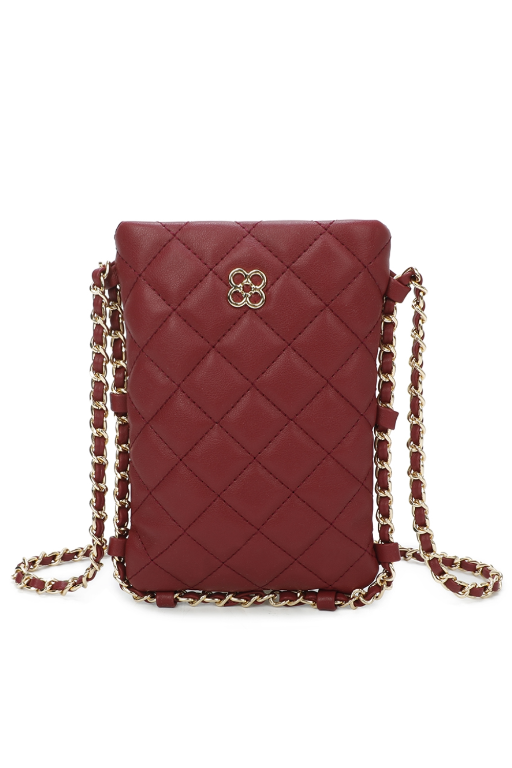 Clover Quilted Diamond Patterned Mini PU Leather Vertical Crossbody Bag