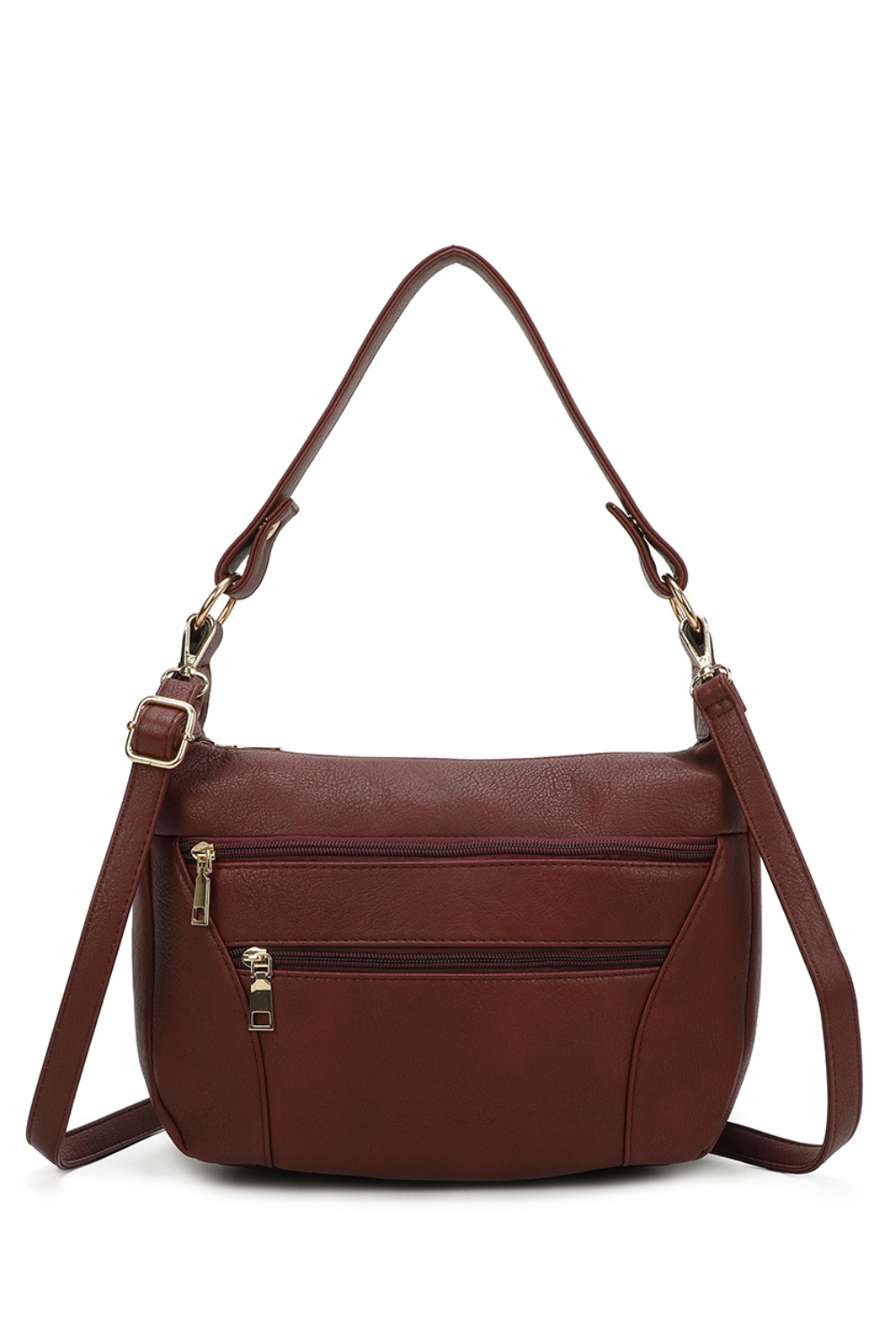 Sims Quadruple Zipped PU Leather Crossbody Shoulder Bag