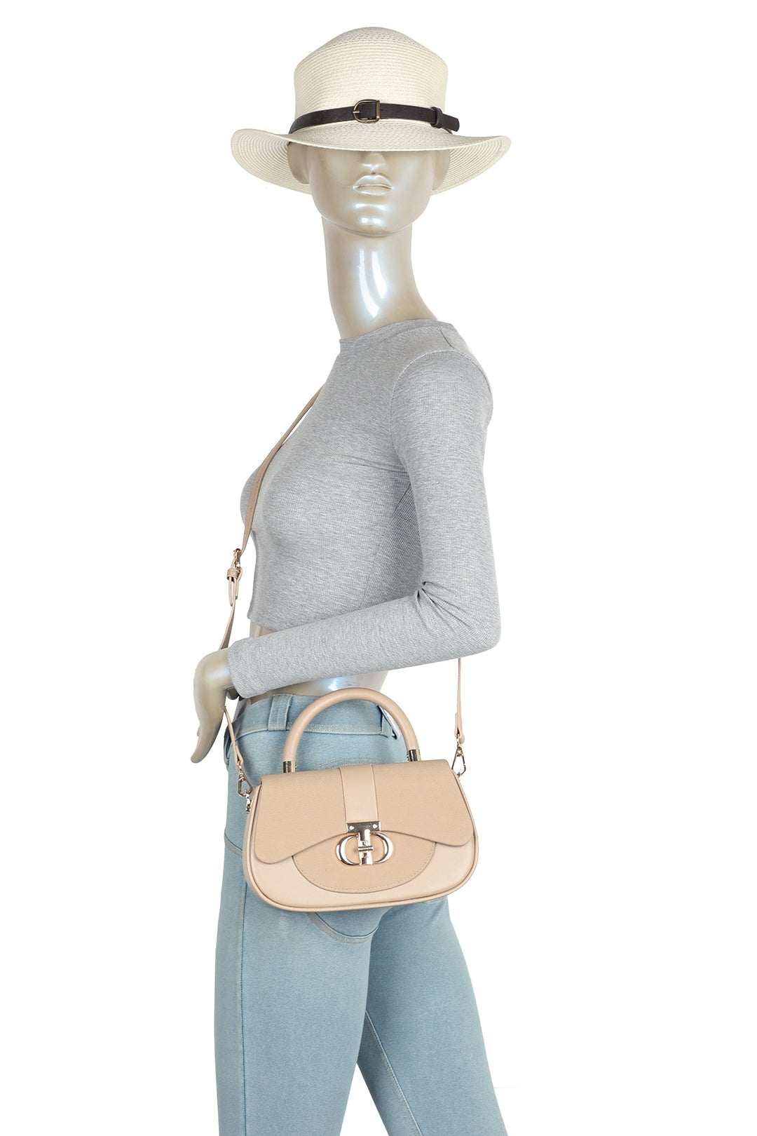 Opaline PU Leather Top Handle Crossbody Bag - RY260538