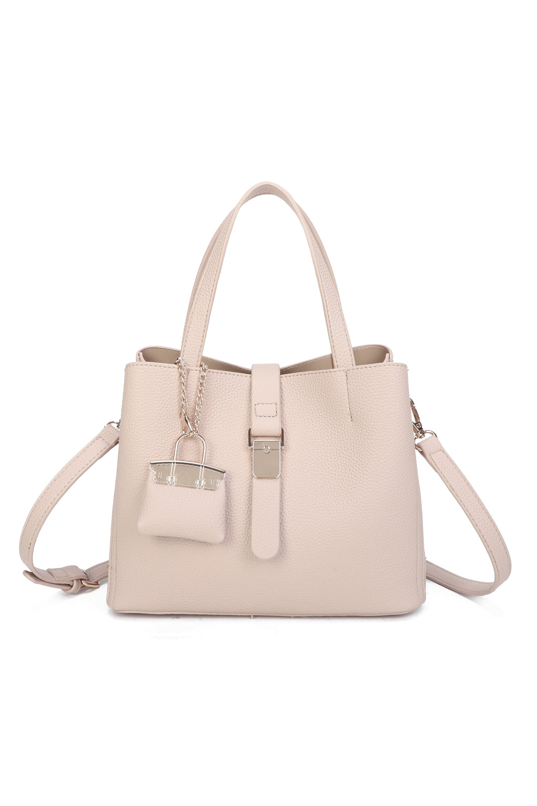 Ellory Triple Compartments Top Handle Tote Bag With Mini Bag Charm - RG51002