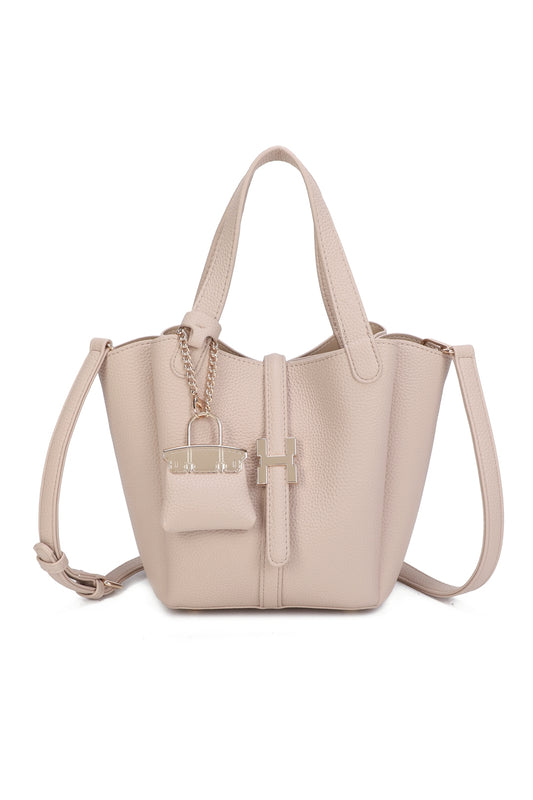 Cyrisse PU Leather Bucket Bag With A Mini Bag Charm - RG51003